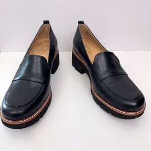 Naturalizer Black Leather Chunky Loafers
